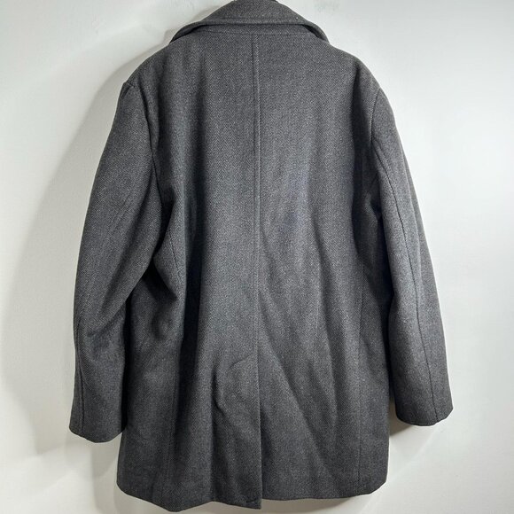Calvin Klein Overcoat Mens Large‎ Gray Wool Blend Inner Zip Mock Collar Knit Bib - Picture 6 of 11